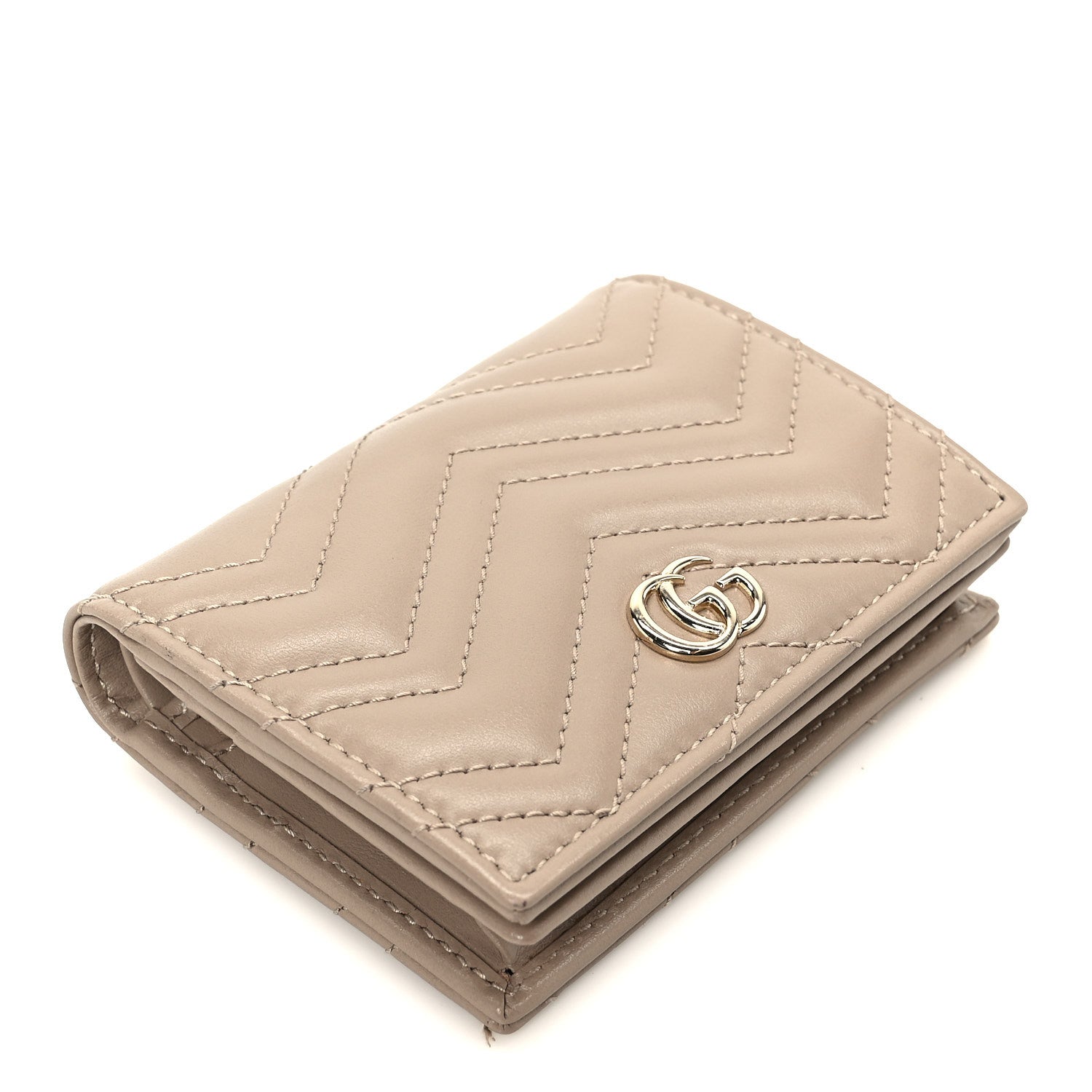 Calfskin Matelasse GG Marmont  Case Wallet Taupe