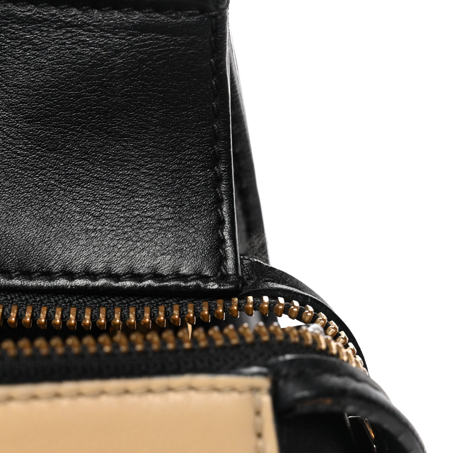 Smooth Calfskin Medium Bi-Color Edge Shoulder Bag Black Beige