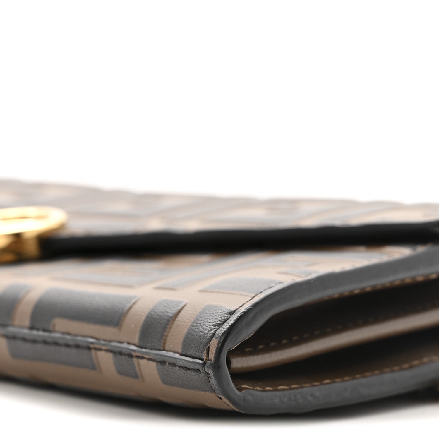 Vitello Soft F is Fendi Bi-Color FF 1974 Embossed Continental Envelope Wallet On Chain Maya Black