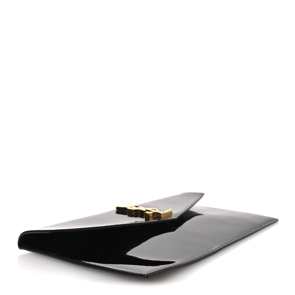 Patent Calfskin Monogram Uptown Clutch Black