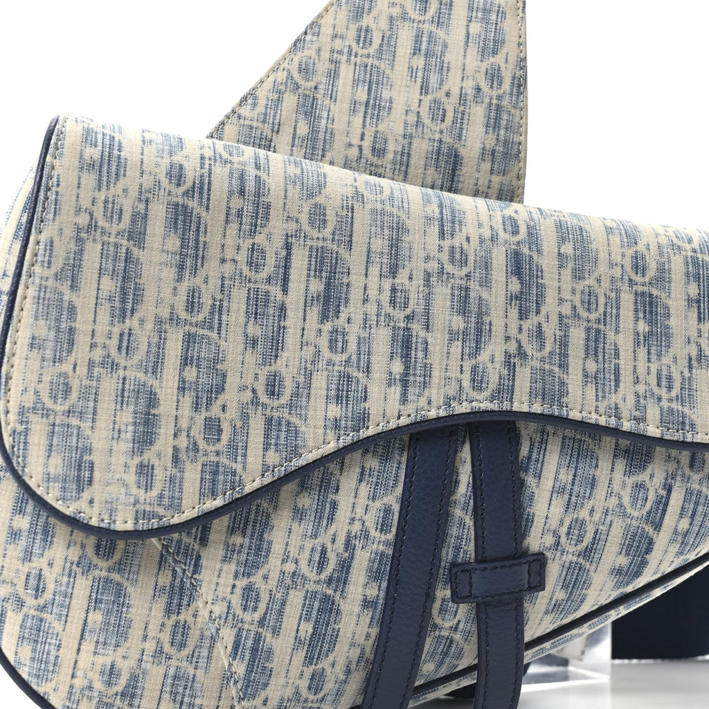 Denim Jacquard Oblique Kasuri Mens Saddle Bag Kasuri Blue White