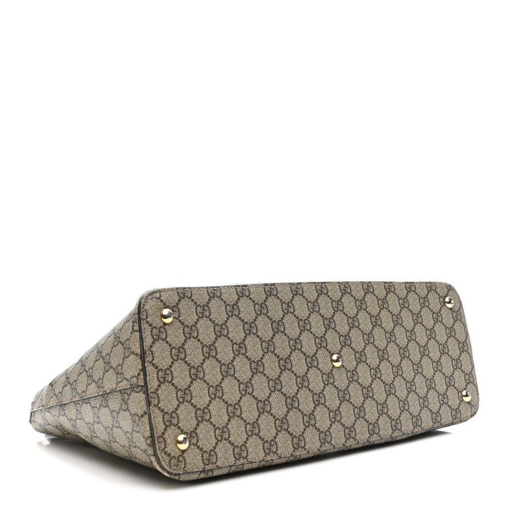 GG Supreme Monogram Small Zip Top Tote Beige Tuscany