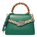 Calfskin Snakeskin Small Lilith Top Handle Bag Green