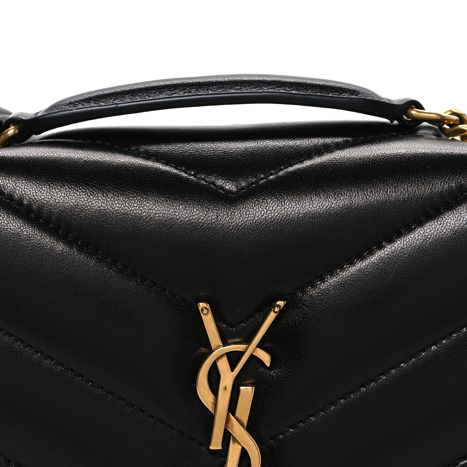 Lambskin Chevron Quilted Small Loulou Bag Black