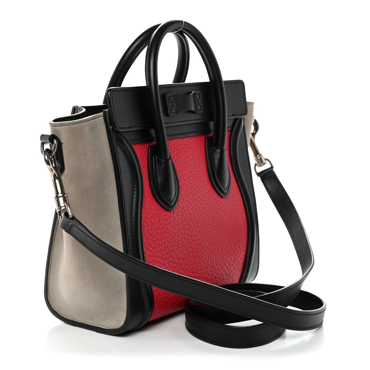 Bullhide Calfskin Nubuck Nano Tri-Color Luggage Bright Red