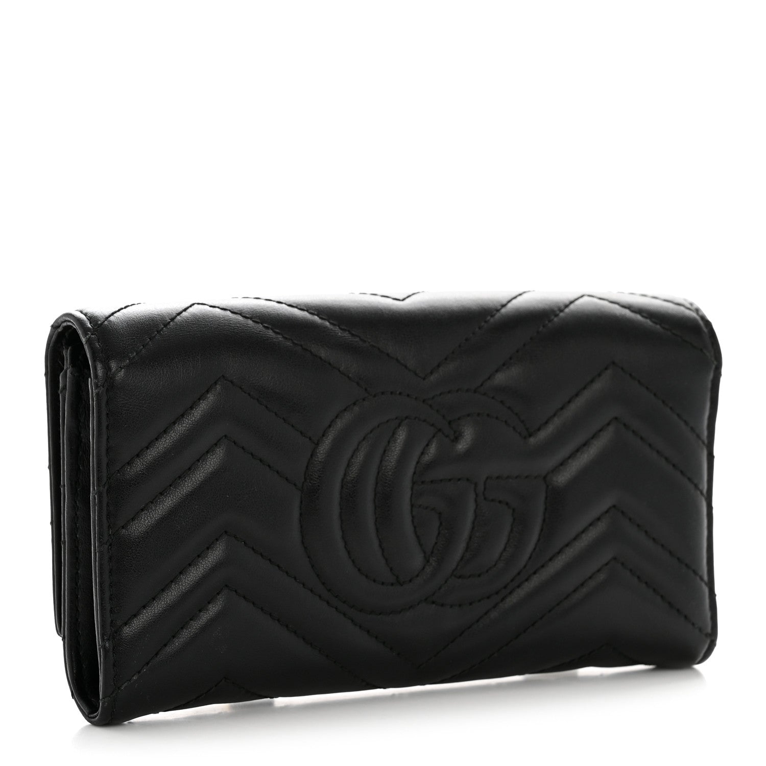 Calfskin Matelasse GG Marmont Continental Wallet Black