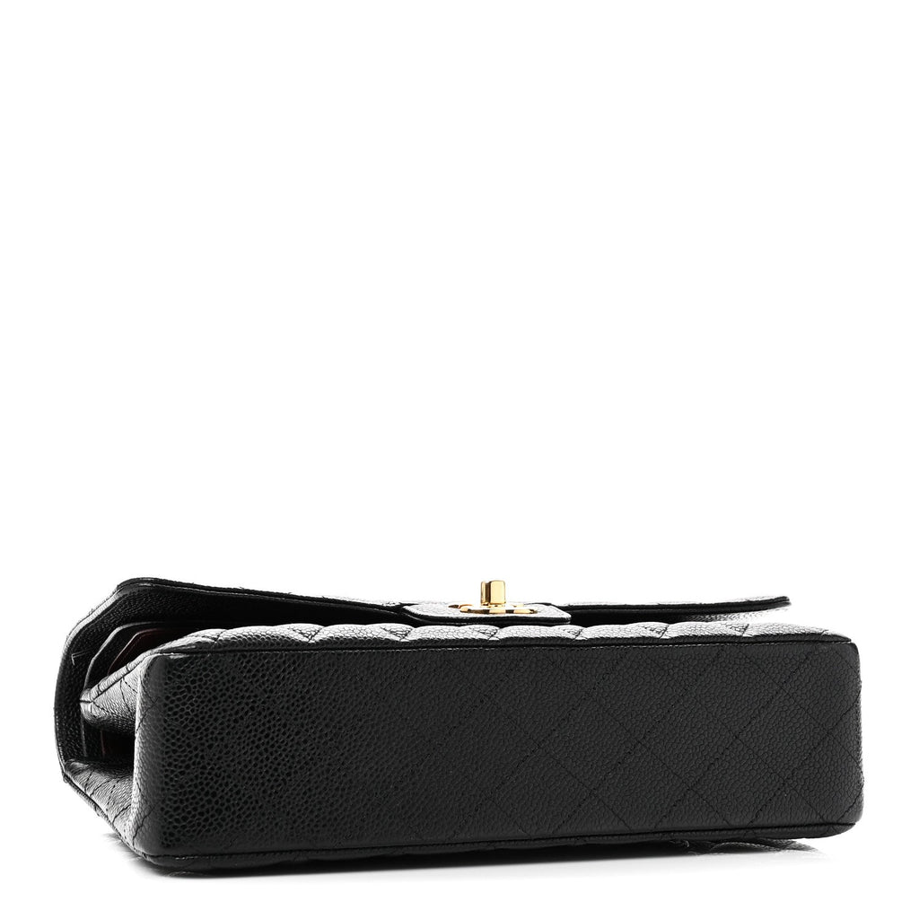 Caviar Quilted Medium Double Flap Black