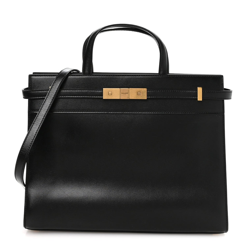 Calfskin Small Manhattan Shopper Tote Black