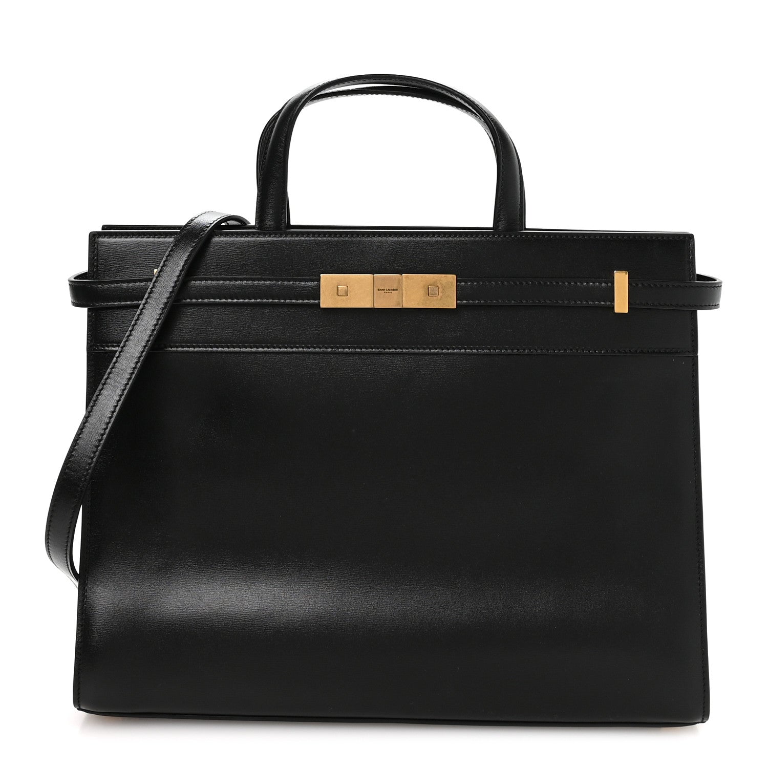 Calfskin Small Manhattan Shopper Tote Black