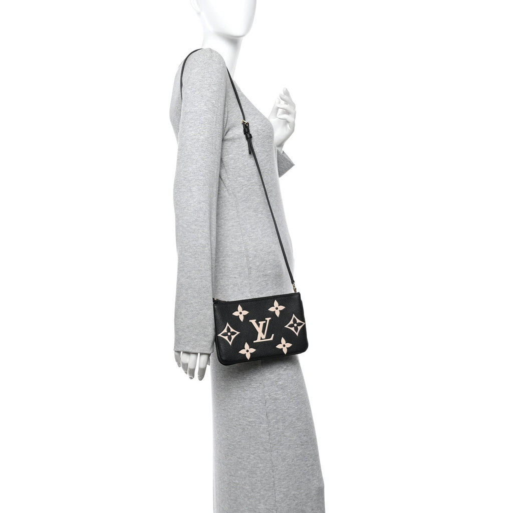 Empreinte Monogram Giant Double Zip Pochette Black Cream