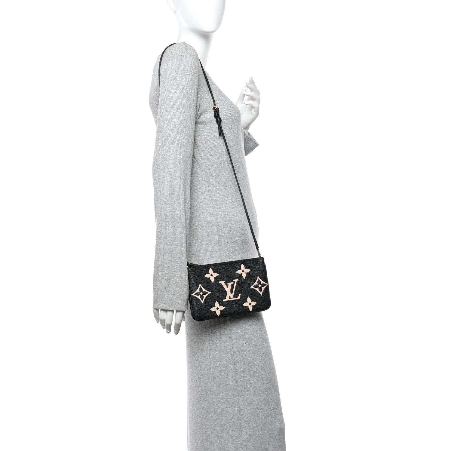 Empreinte Monogram Giant Double Zip Pochette Black Cream