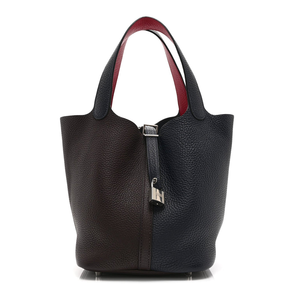 Taurillon Clemence Casaque Picotin Lock 22 MM Bleu Nuit Framboise Rouge Sellier