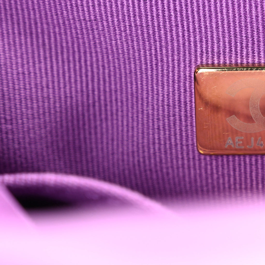 Lambskin Quilted Mini Lacquered Chain Flap Purple