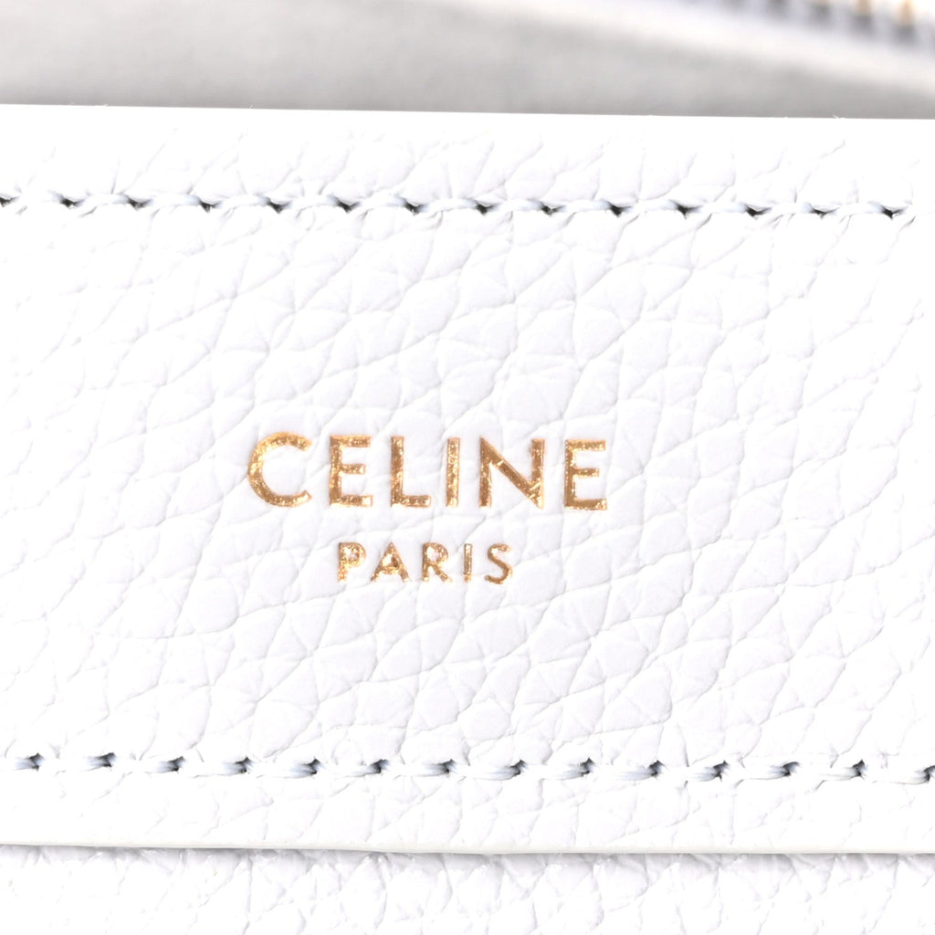 Drummed Calfskin Nano Luggage Pearl Blue