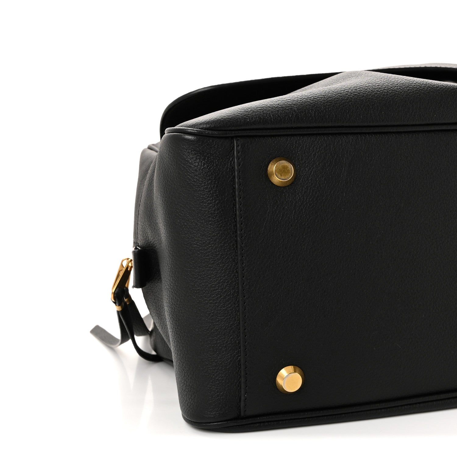 Grained Calfskin Medium Carrie Bowling Bag Black