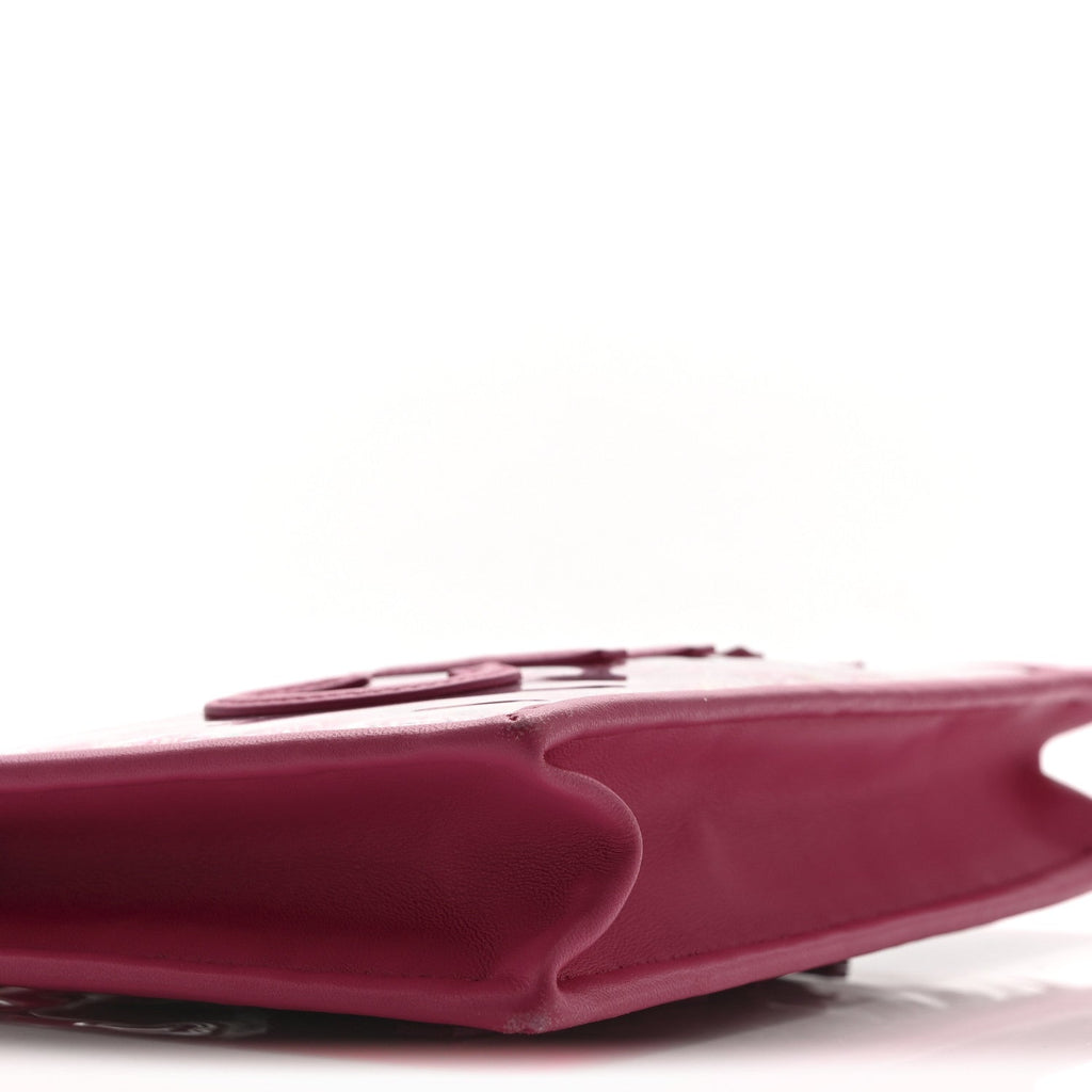 Tweed PVC Lambskin Wristlet Pouch Pink