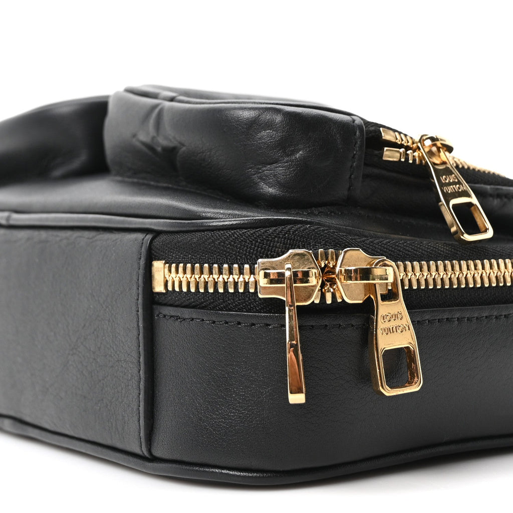 Calfskin Monogram Embossed Utility Crossbody Black