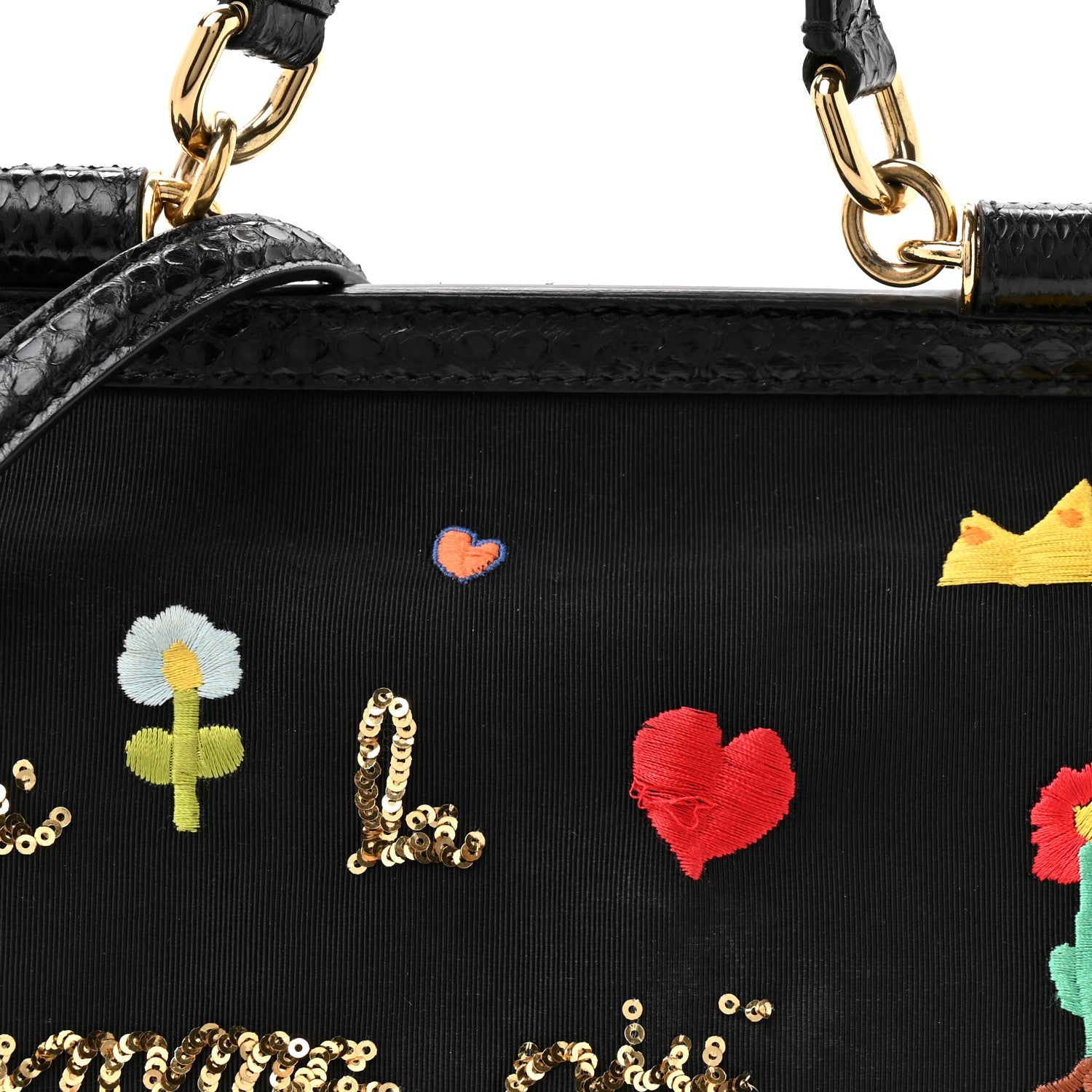 Neoprene Watersnake Embellished Medium Miss Sicily Satchel Black Multicolor