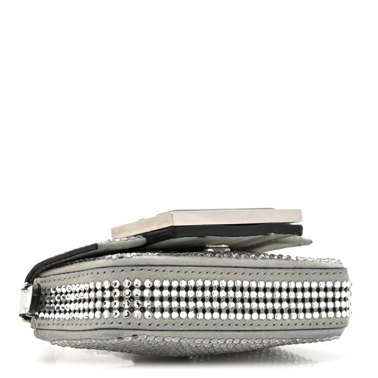Nubuck Crystal Catalan Mirror Nano Maxi Buckle Baguette Charm Pietra Argento