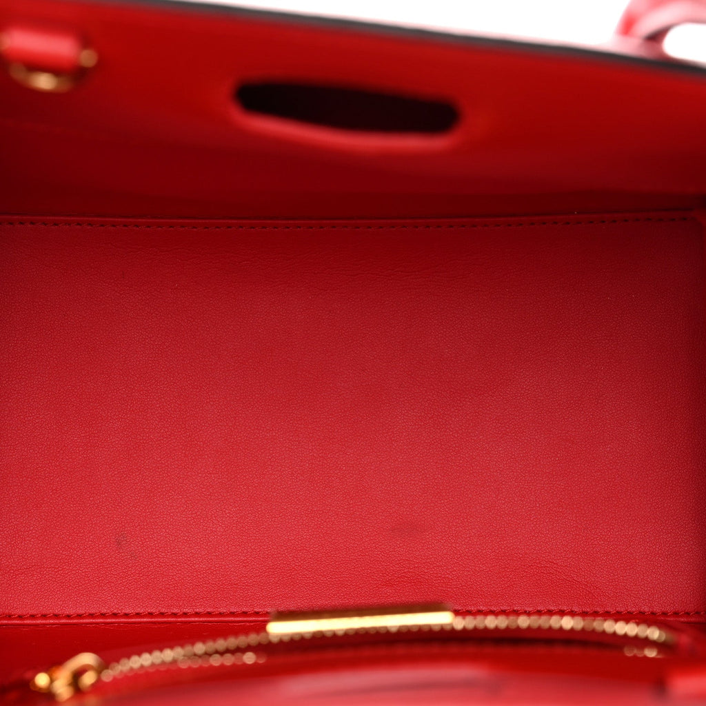Calfskin Patent Studded Small Paloma Red