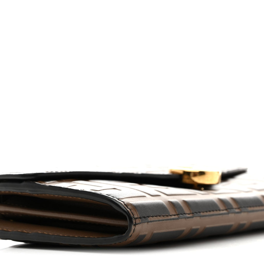 Vitello Soft F is Fendi Bi-Color FF 1974 Embossed Continental Envelope Wallet On Chain Maya Black