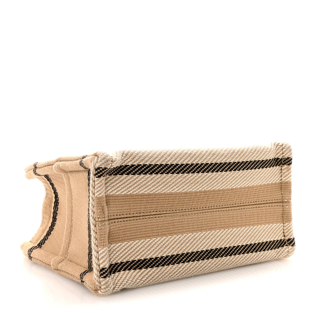 Canvas Calfskin Small Cabas Thais Beige Black White