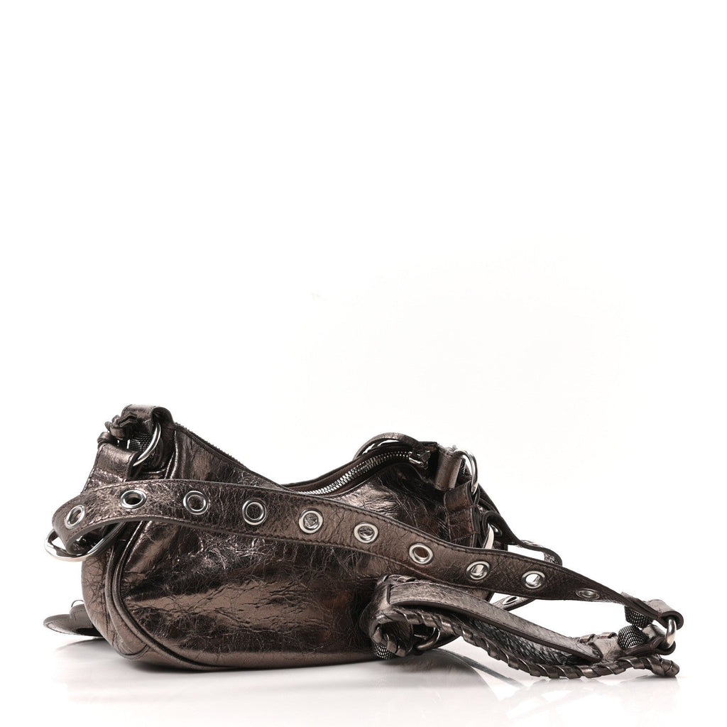 Metallic Agneau Arena Le Cagole Shoulder Bag XS Dark Bronze