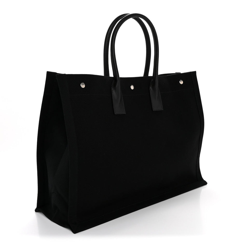Linen Calfskin Rive Gauche Tote Black