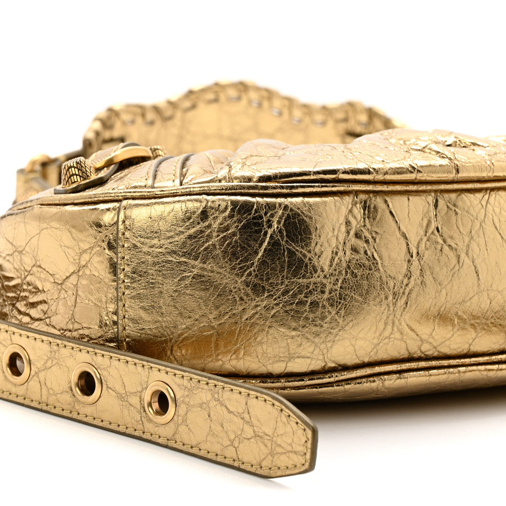 Metallic Agneau Arena Le Cagole Shoulder Bag XS Gold