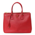 Saffiano Lux Large Double Zip Tote Fuoco