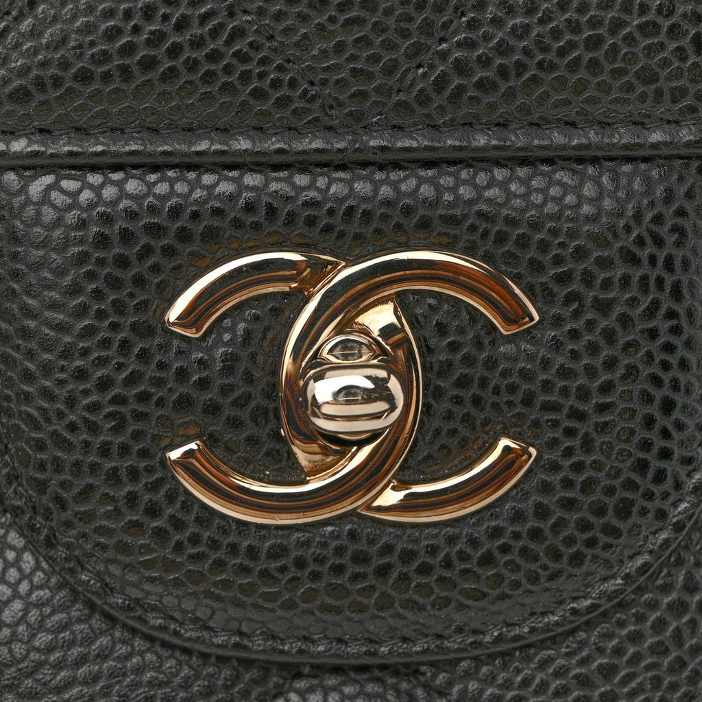 Caviar Quilted Jumbo Double Flap Black