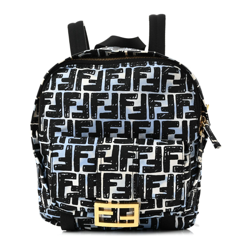 X JOSHUA VIDES Nylon FF Cloudy Pocket Backpack White Celeste Black