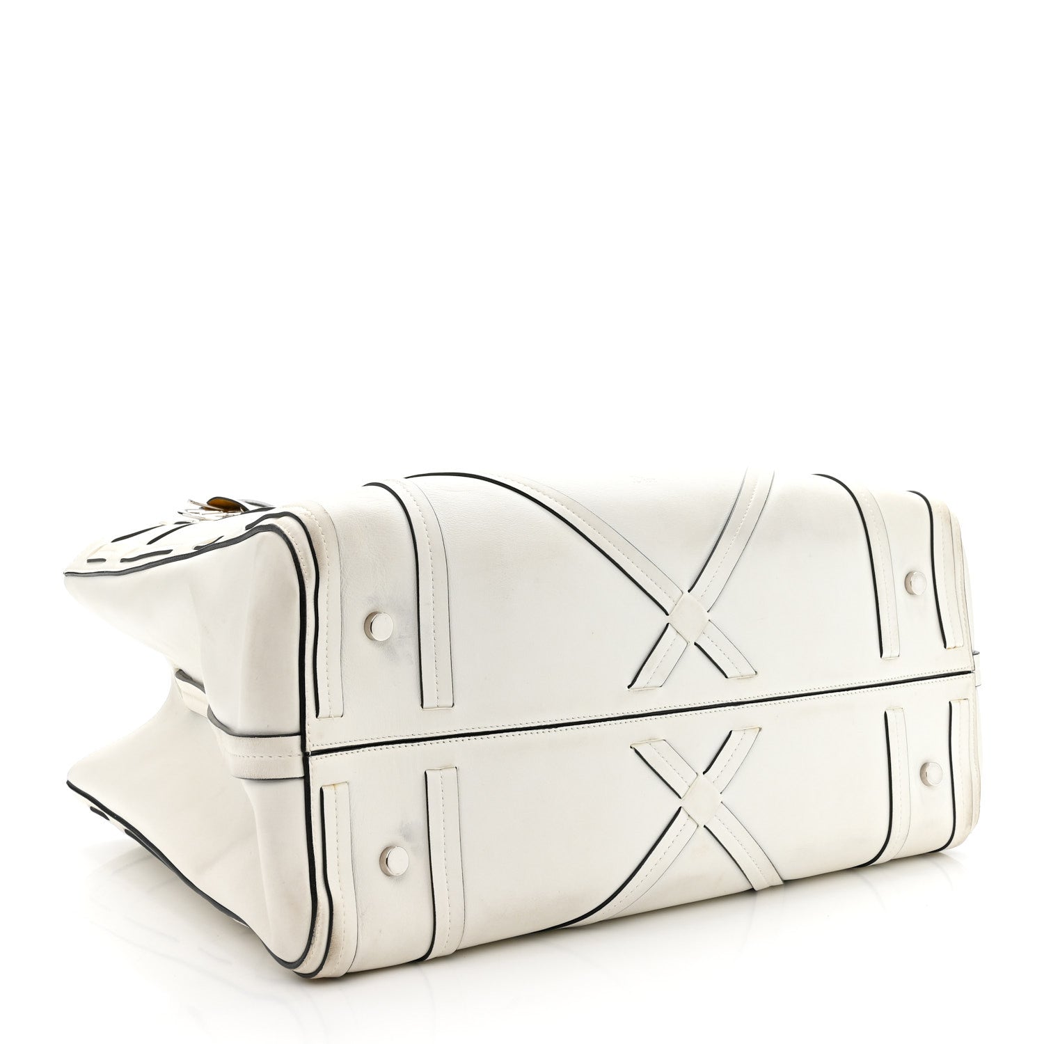 Calfskin Woven Giant Cannage Connect Tote White