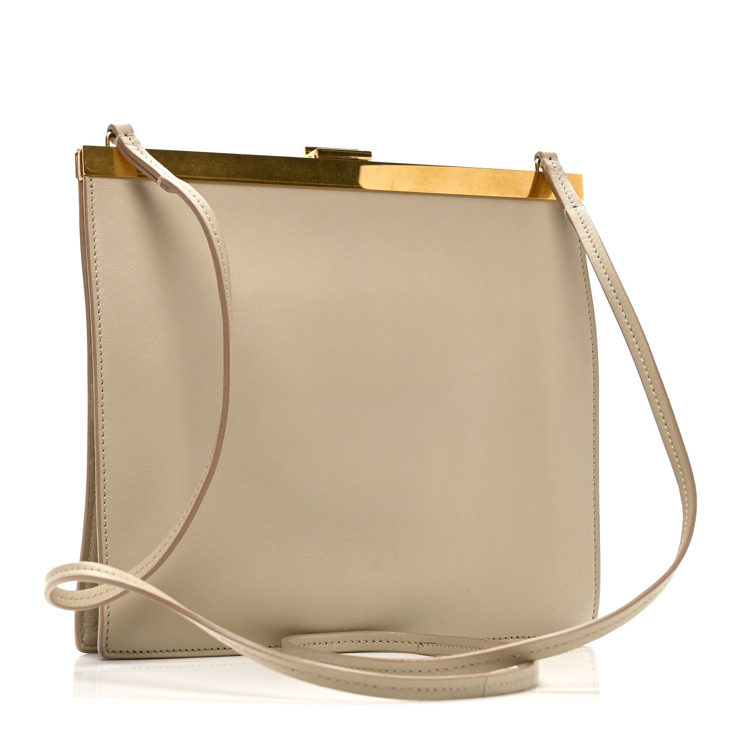 Smooth Calfskin Mini Clasp Bag Beige