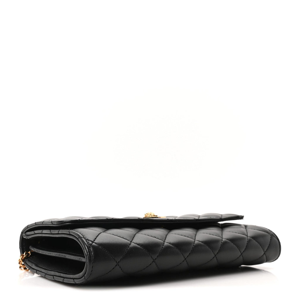 Lambskin Quilted Medusa Wallet On Chain Crossbody Black