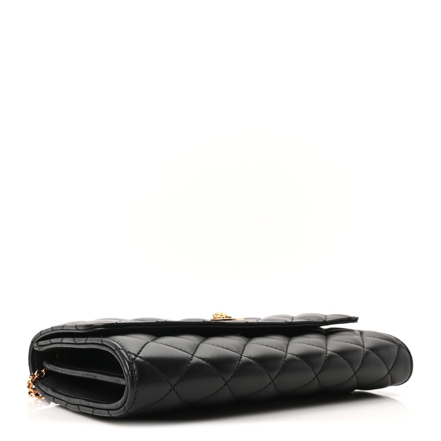 Lambskin Quilted Medusa Wallet On Chain Crossbody Black