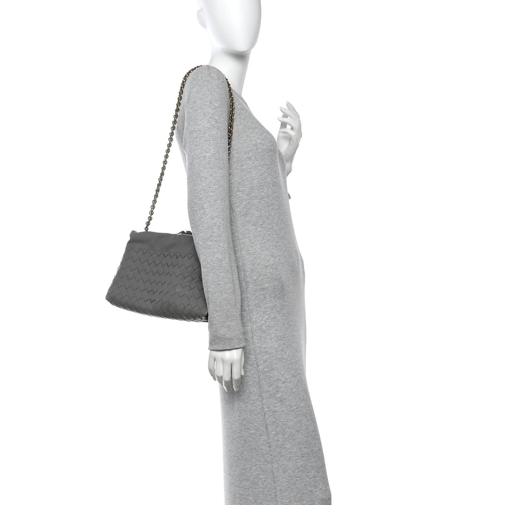 Nappa Intrecciato Dustbag Notte Shoulder Bag Basalt