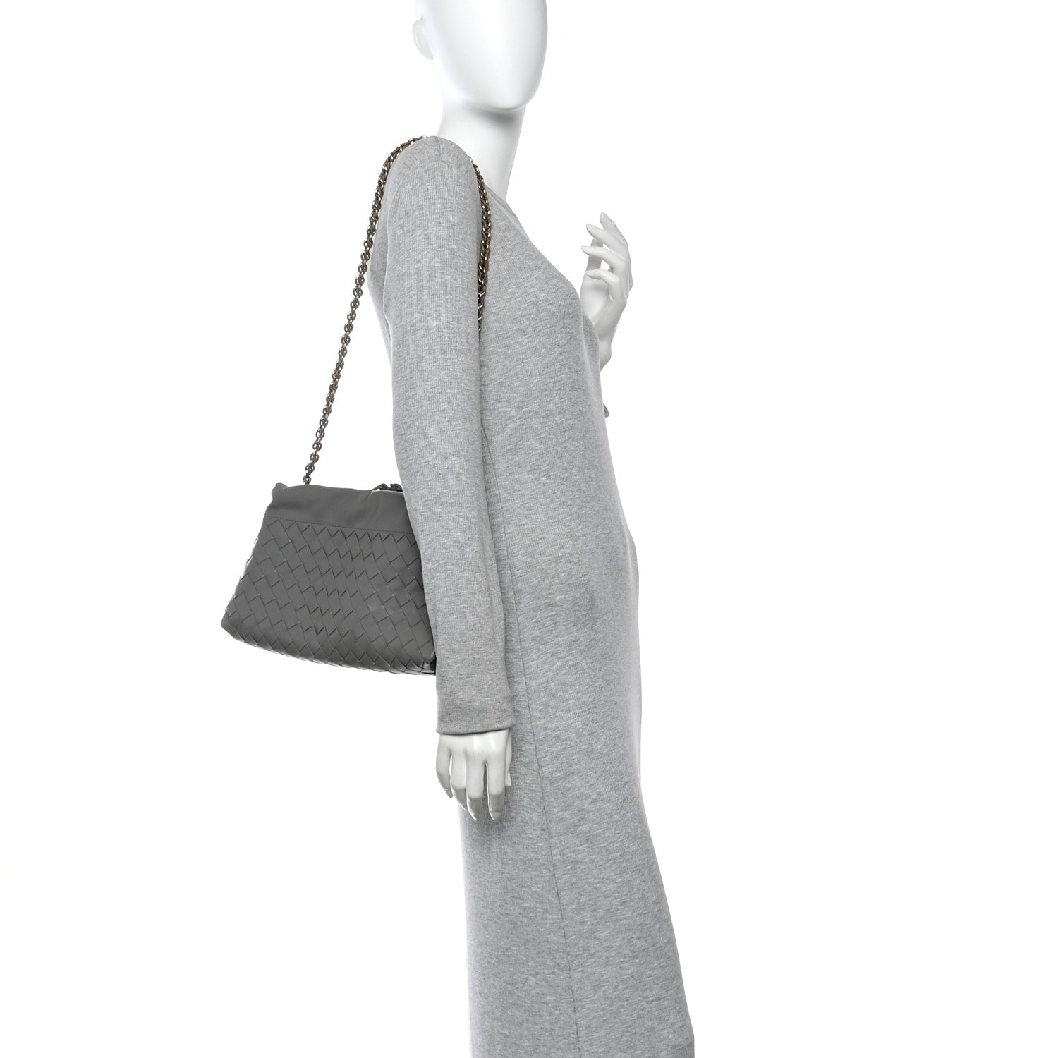 Nappa Intrecciato Dustbag Notte Shoulder Bag Basalt