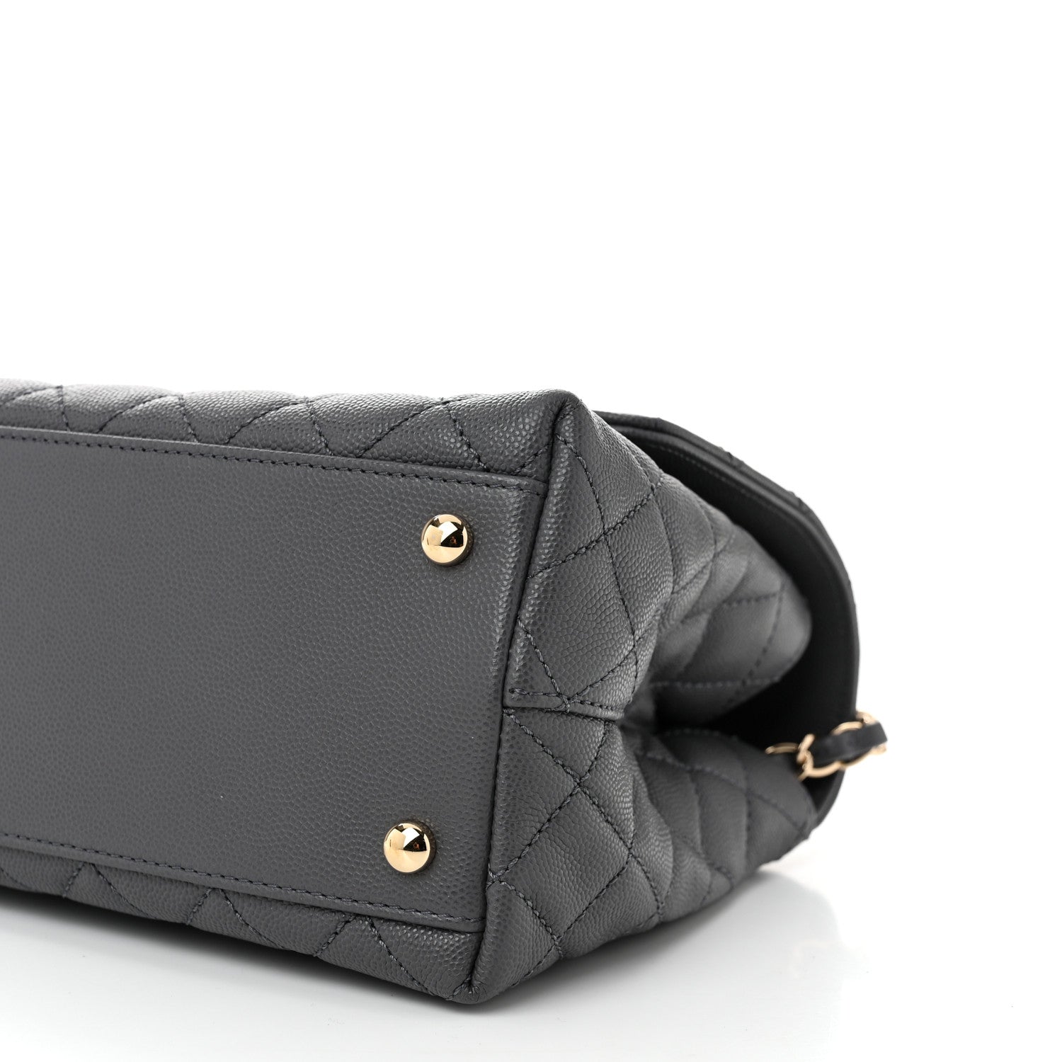 Caviar Quilted Small Coco Handle Flap Dark Grey