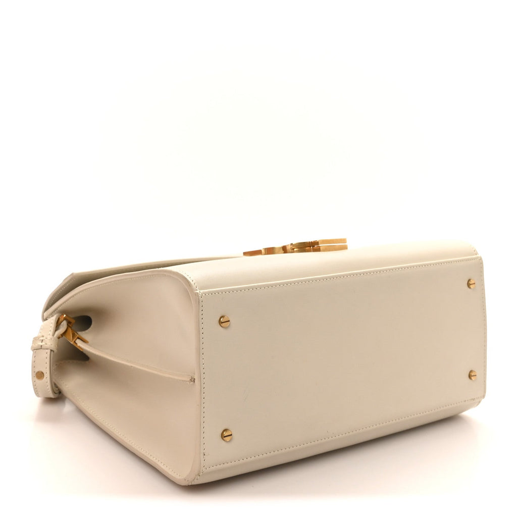Smooth Calfskin Medium Classic Monogram Cassandra Top Handle Crema Soft Rouge Legion