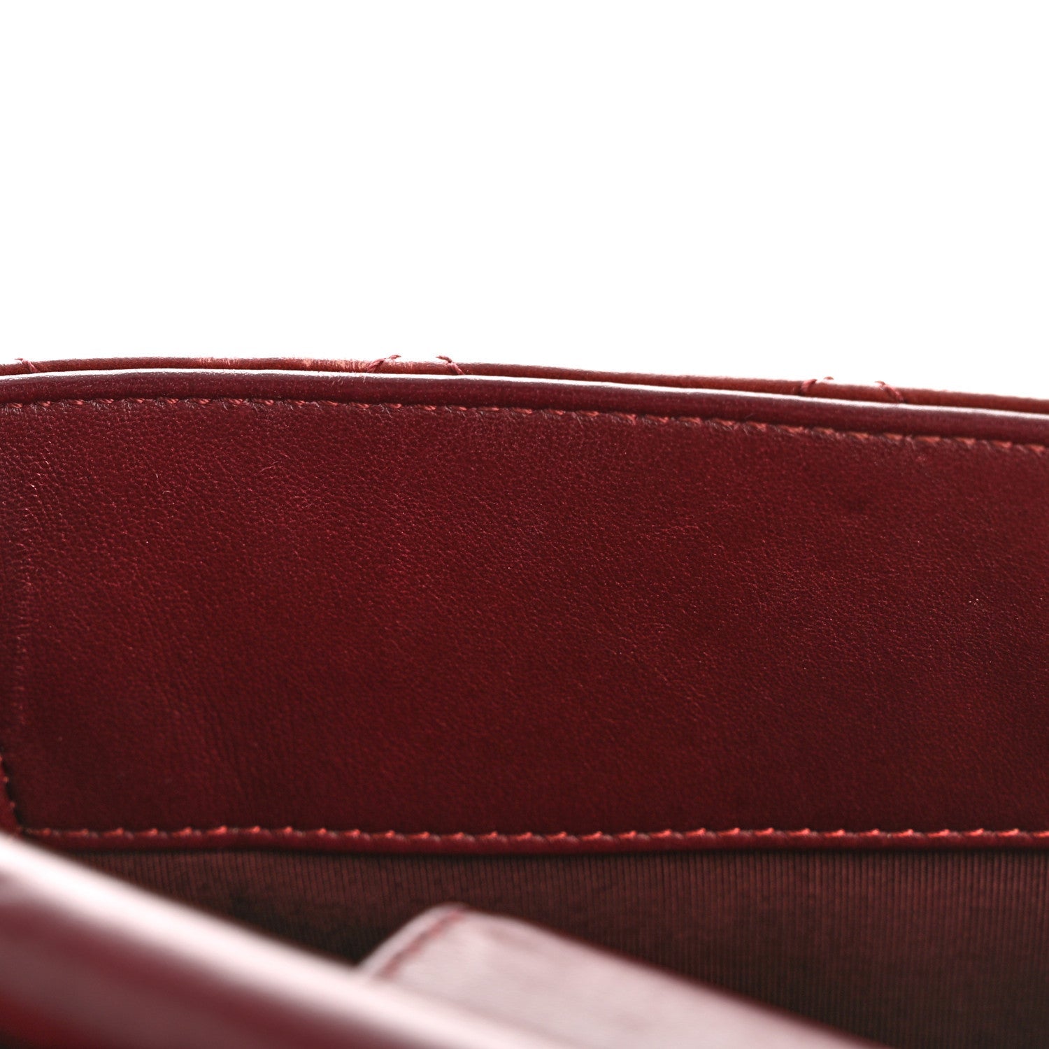 Glazed Calfskin Quilted Small Gold Bar Tote Red