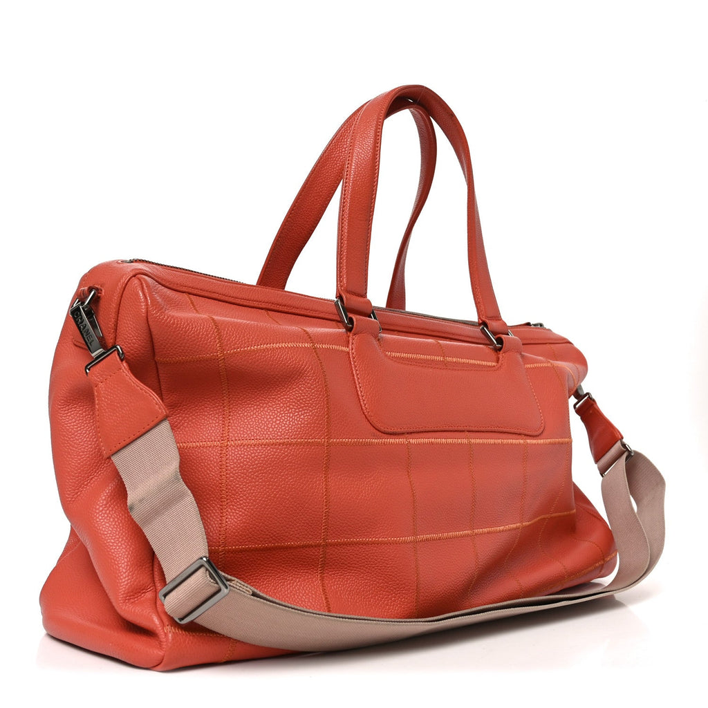 Caviar Square Stitched Large Tote Orange