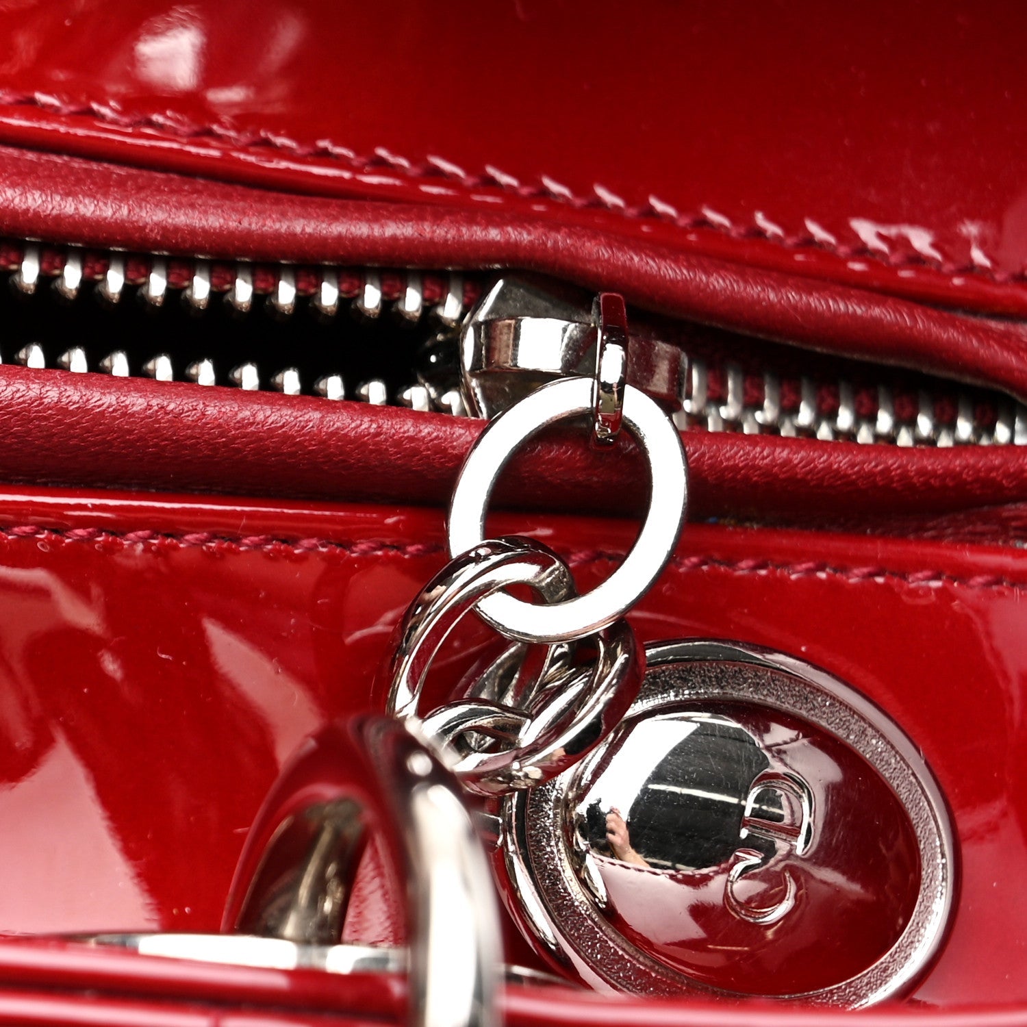 Patent Cannage Medium Lady Dior Red