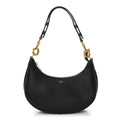 Smooth Calfskin Medium Strap Ava Shoulder Bag Black