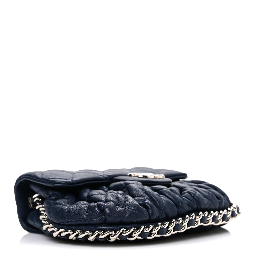 Washed Lambskin Quilted Mini Chain Around Messenger Navy Blue