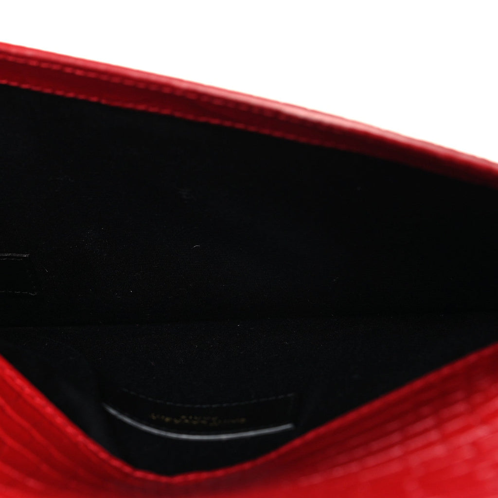 Calfskin Crocodile Embossed Uptown Monogram Pouch Black