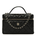 Caviar Quilted Top Handle Slim Vanity With Chain Black