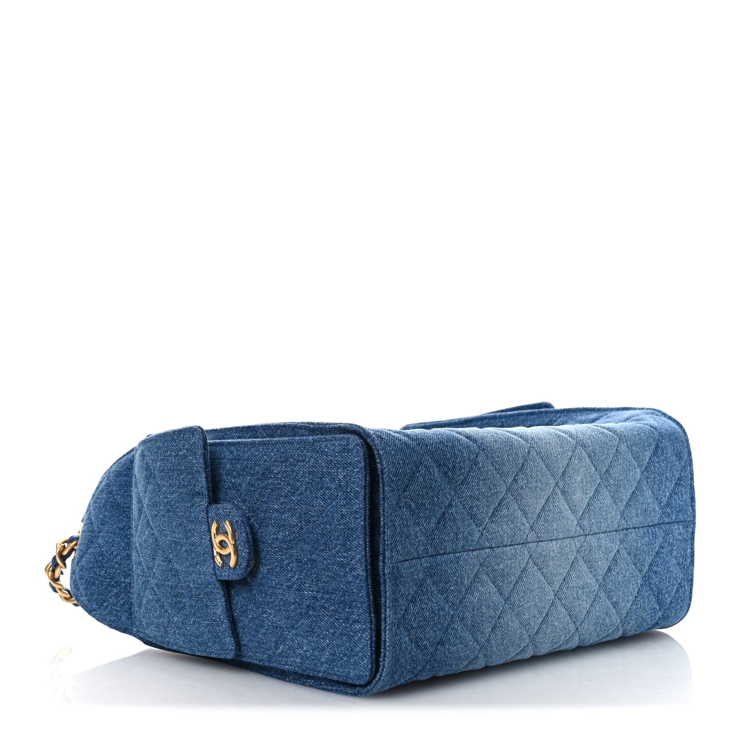 Washed Denim Quilted Small Chanel 25 Handbag Blue