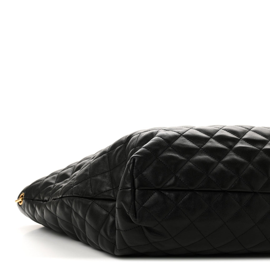 Lambskin Quilted Maxi Icare Shopping Tote Black