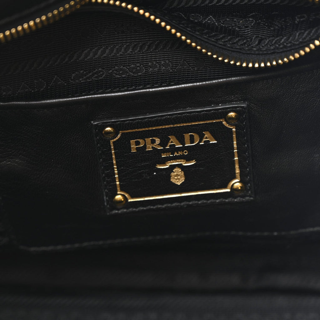 Nappa Gaufre Top Handle Satchel Black